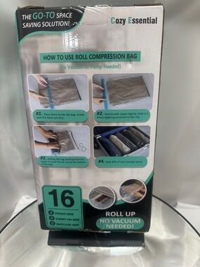 Cozy Essential Roll Compression Bags - 16 Pack - Teal & Black